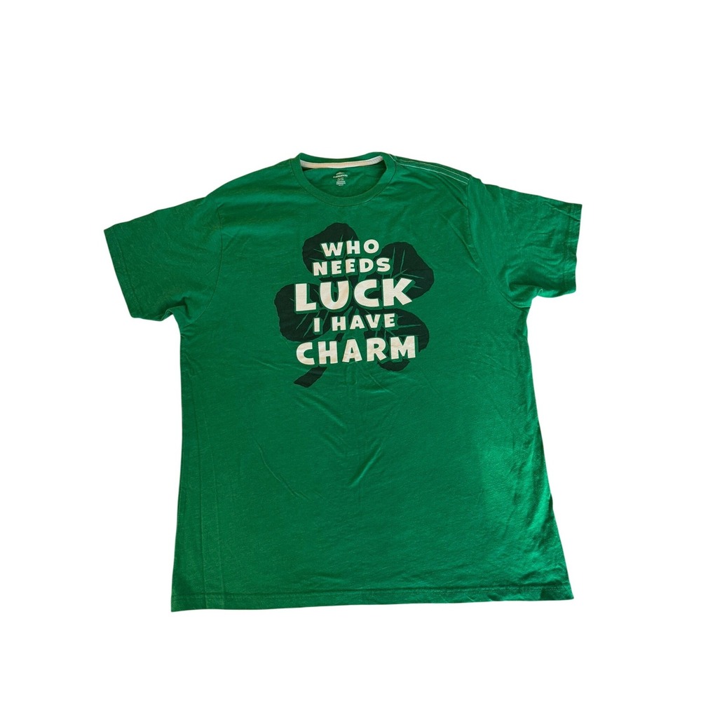 Way to Celebrate St Patricks Day Shirt Green Who Needs Luck I Have Charm XL Tee